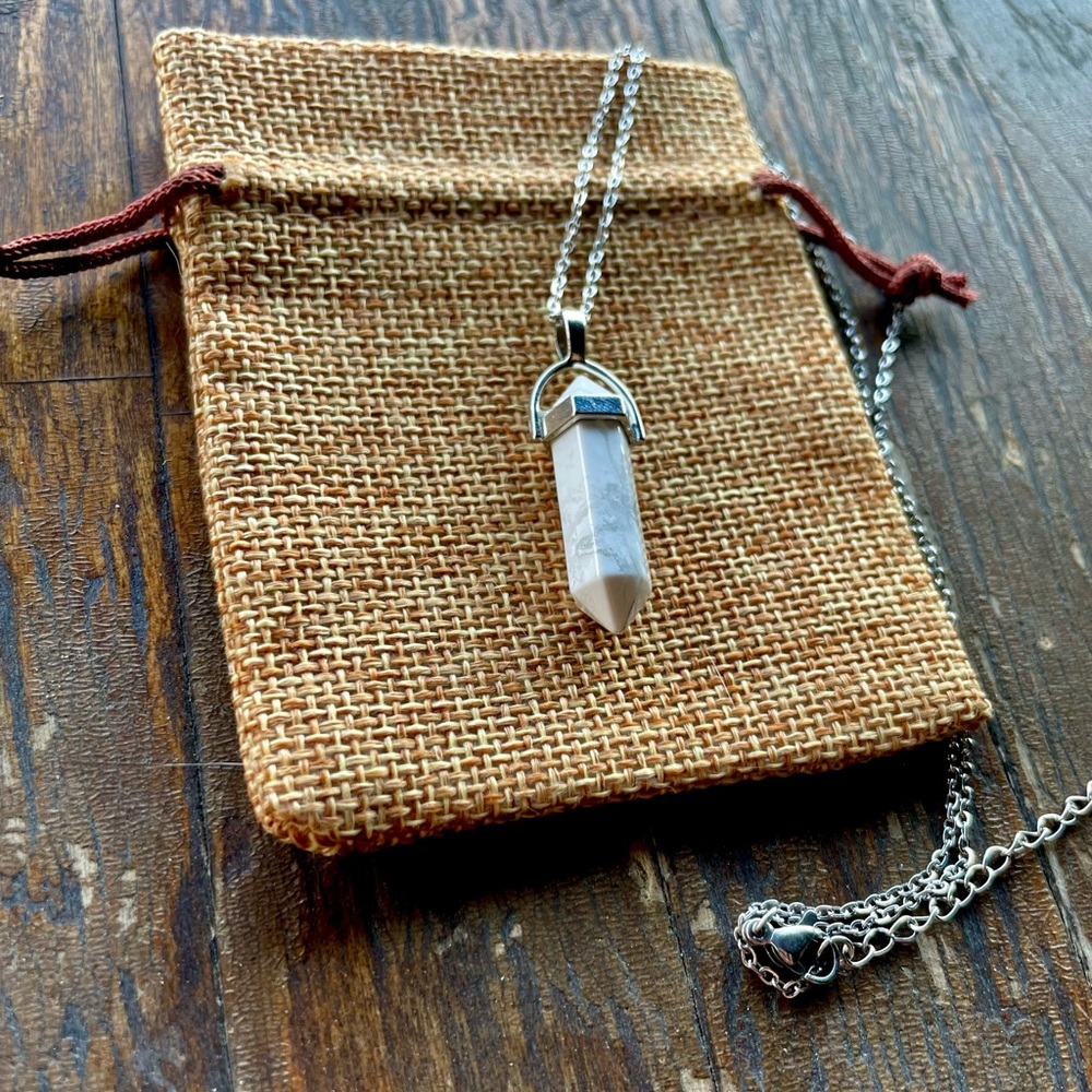 Howlite Point Necklace Howlite Pendant Crystal Point Necklace